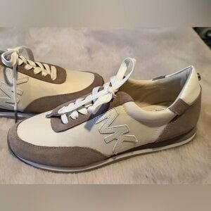 Michael Kors Women’s Size 6.5 US Beige/ Gray /Off-White Sneakers- Silver Accents